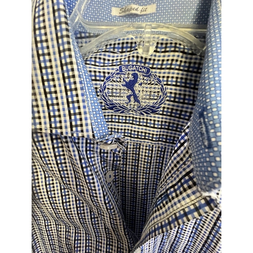 BUGATCHI Men's M‎ Shaped Fit Button Up Shirt Geometric Print Mod Retro Y2K Smar